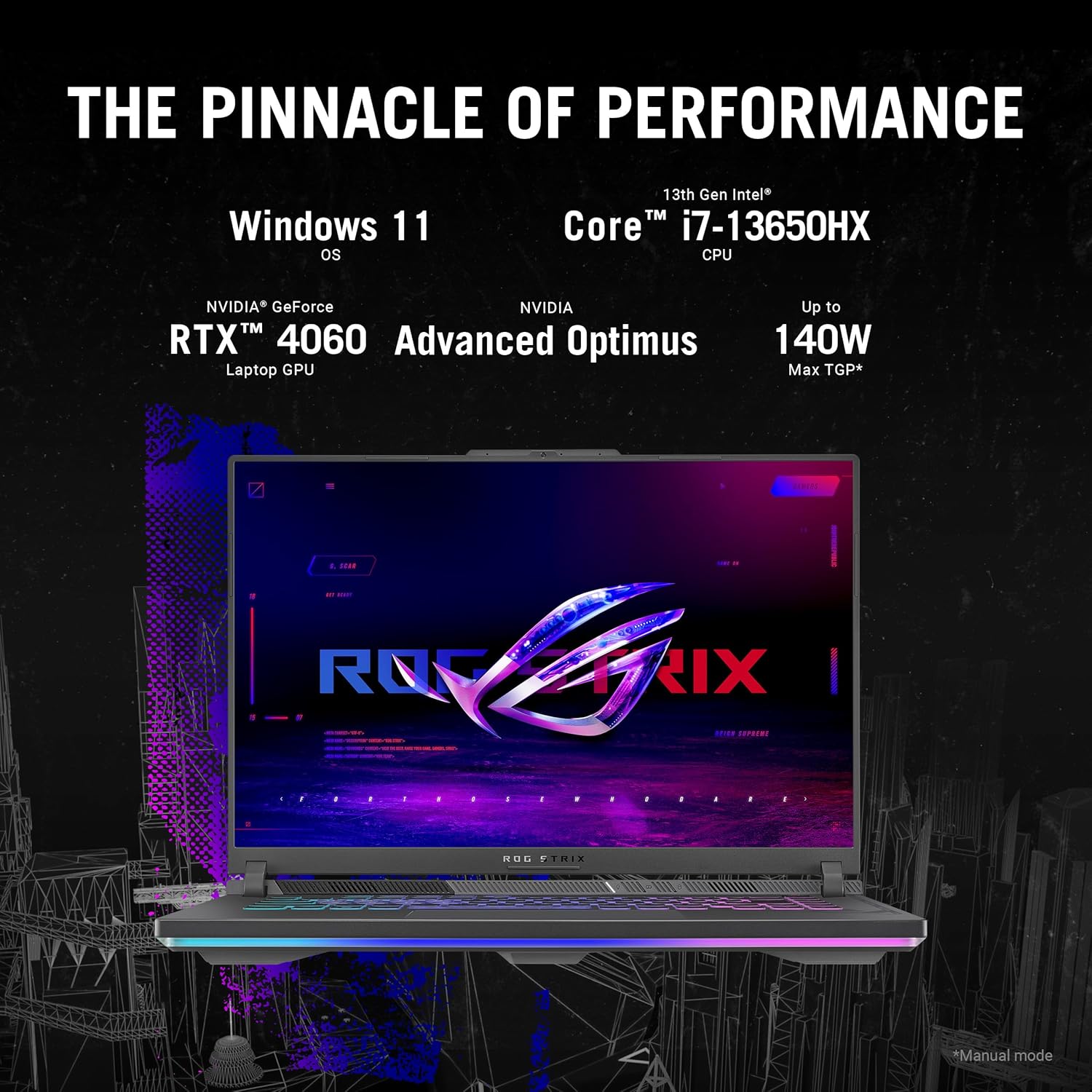 ASUS ROG Strix G16 Gaming Laptop, 165Hz Display, NVIDIA® GeForce RTX™ 4060, Intel Core i7 13650HX, 16GB DDR5, 1TB PCIe Gen4 SSD, Wi Fi 6E (1)